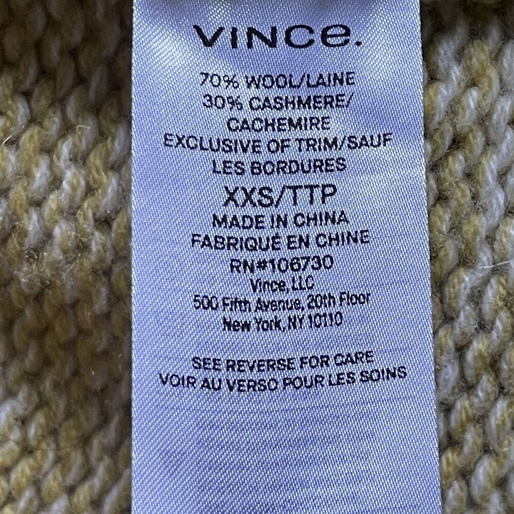 NWOT Vince Sweater Womens XXS Yellow Marled Wool & Cashmere Moss Glow Relaxed - Picture 7 of 12